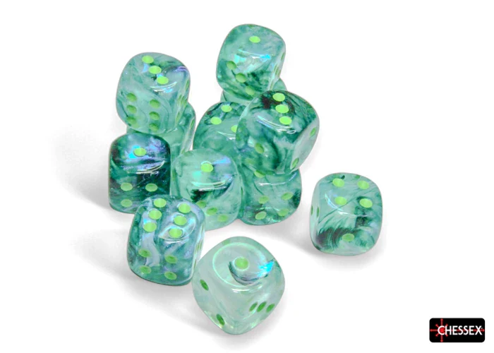 Borealis: Kelp/Light Green Luminary 16mm D6 (12 dice) - Image 2