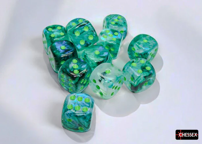 Borealis: Kelp/Light Green Luminary 16mm D6 (12 dice) - Image 4
