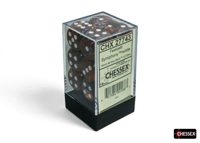 Festive: Symphony/White 16mm D6 (12 dice) - Image 3