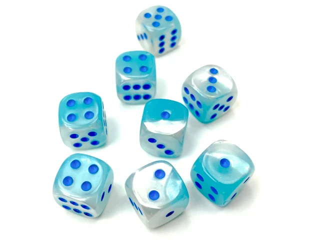 Gemini: 12mm D6 Pearl Turquoise-White/Blue Luminary (36) - Image 2
