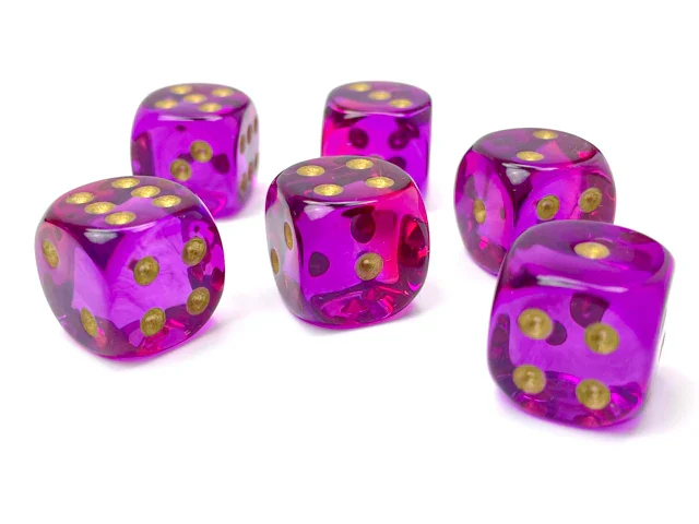 Gemini: 16mm D6 Translucent Red-Violet/Gold (12) - Image 2