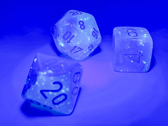 Gemini: Polyhedral Pearl Turquoise-White/Blue Luminary 7-Die Set - Image 3