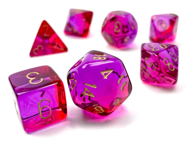 Gemini: Polyhedral Translucent Red-Violet/Gold 7-Die Set - Image 2