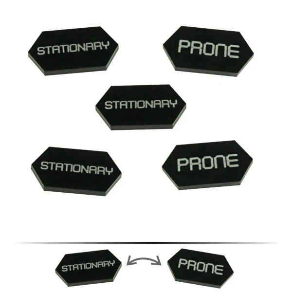 Mecha Combat Double-Sided Stationary/Prone Tokens, Black (5) - Image 3